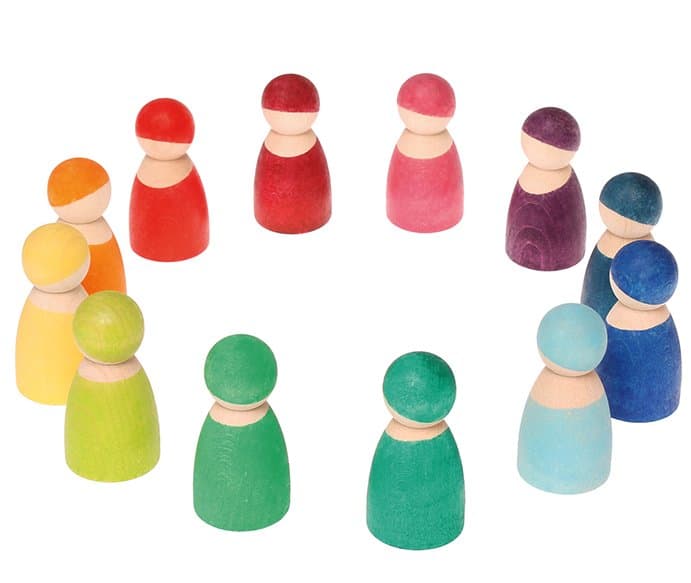 Grimm's Wooden Toys  Set of 12 Rainbow Friends